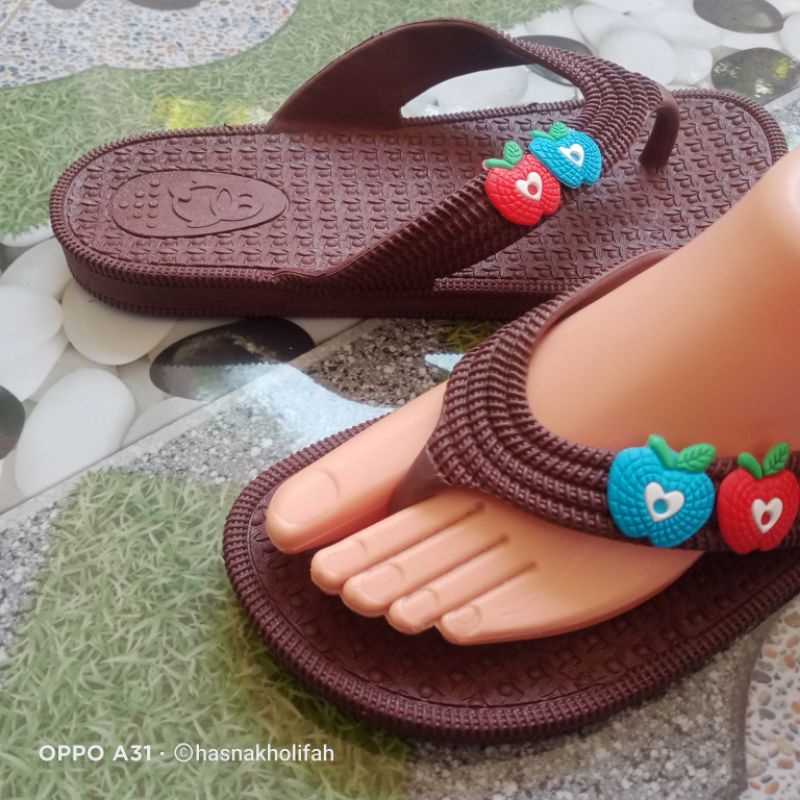 sandal jepit karet elastis empuk perempuan dewasa motip lucu murah size 37-40