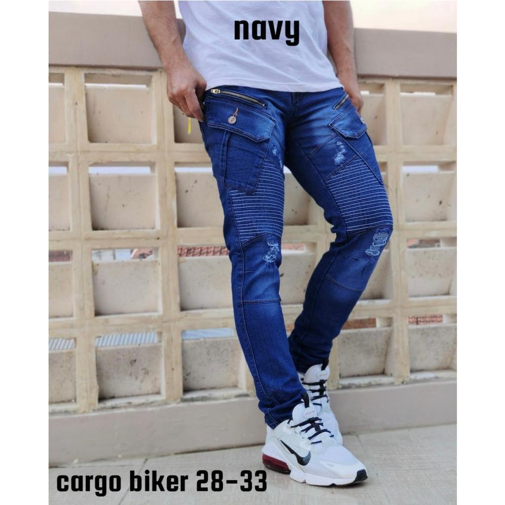 GEVAR Celana Jeans Cargo Bikers Pria Jeans Premium