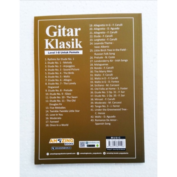 Buku Gitar Klasik untuk Pemula ada level 1A 1B 2A dan 2B dilengkapi mp3 download Buku Gitar by Amazing Book