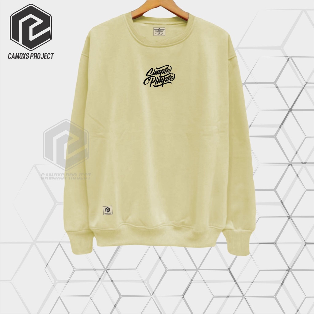 Suiter Crewneck Pria Distro Cream List Simple Pimle Sweater Krunek Cowok Cewek Terkece Masa Kini Switer Katun Tebal Termurah