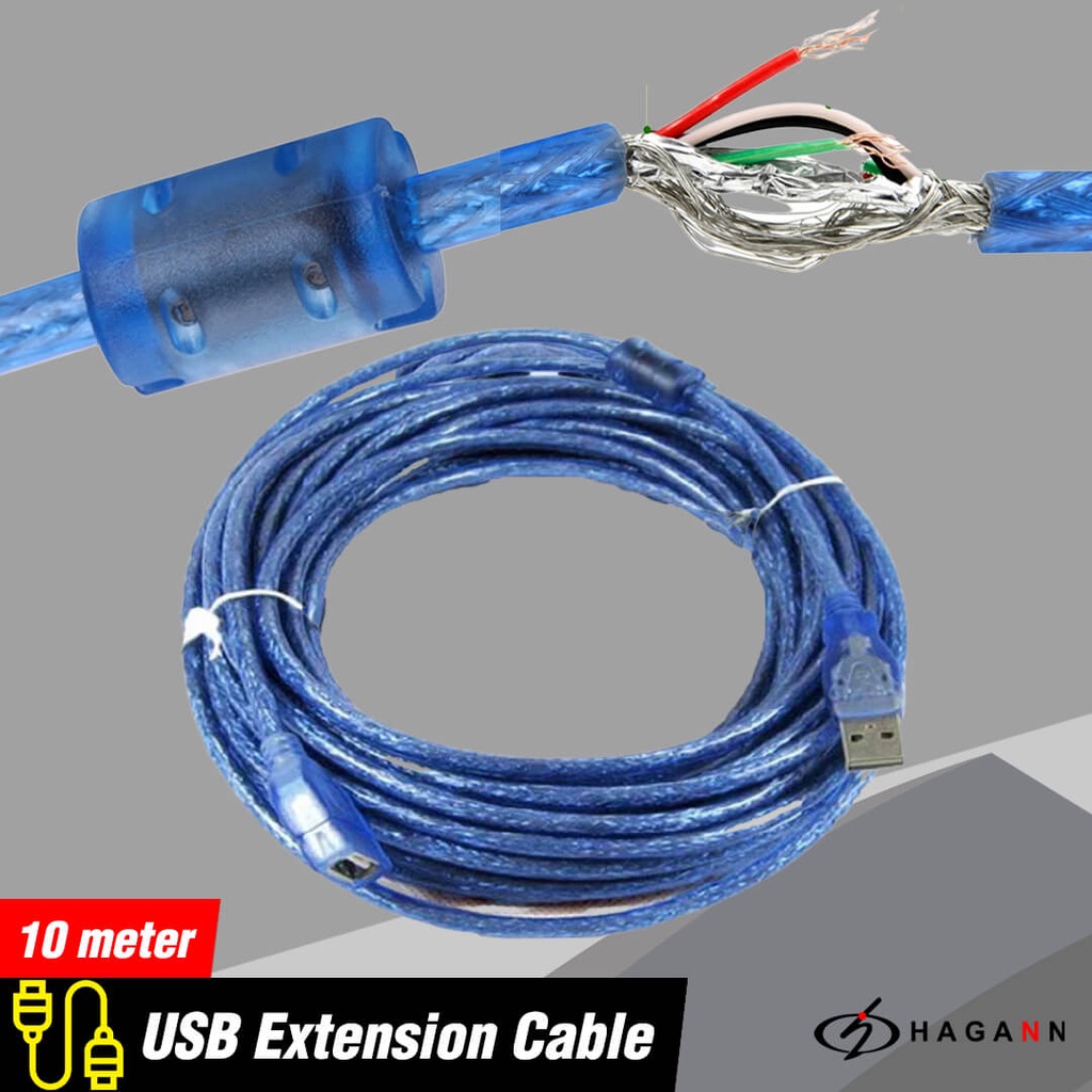 Kabel USB 2.0 Male to Female Extension Sambungan Perpanjangan 10M Cable 10 Meter Extention