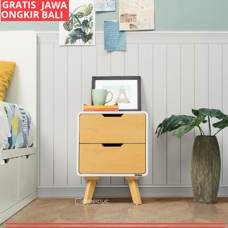 Ifurnholic Helsinki Bedside Table Furniture Meja Nakas Ivory Nature Shopee Indonesia