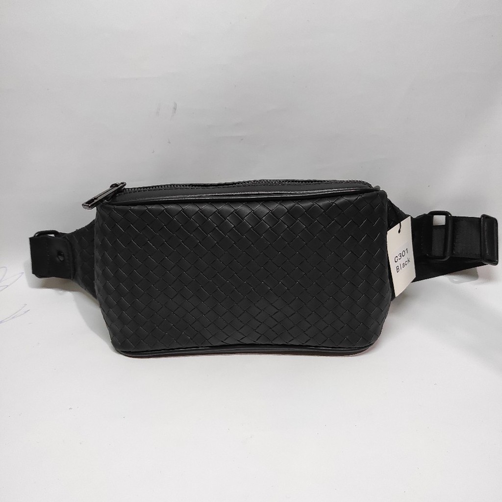 Tas Selempang Kulit Pria/ Waistbag Kulit premium Impor- Black