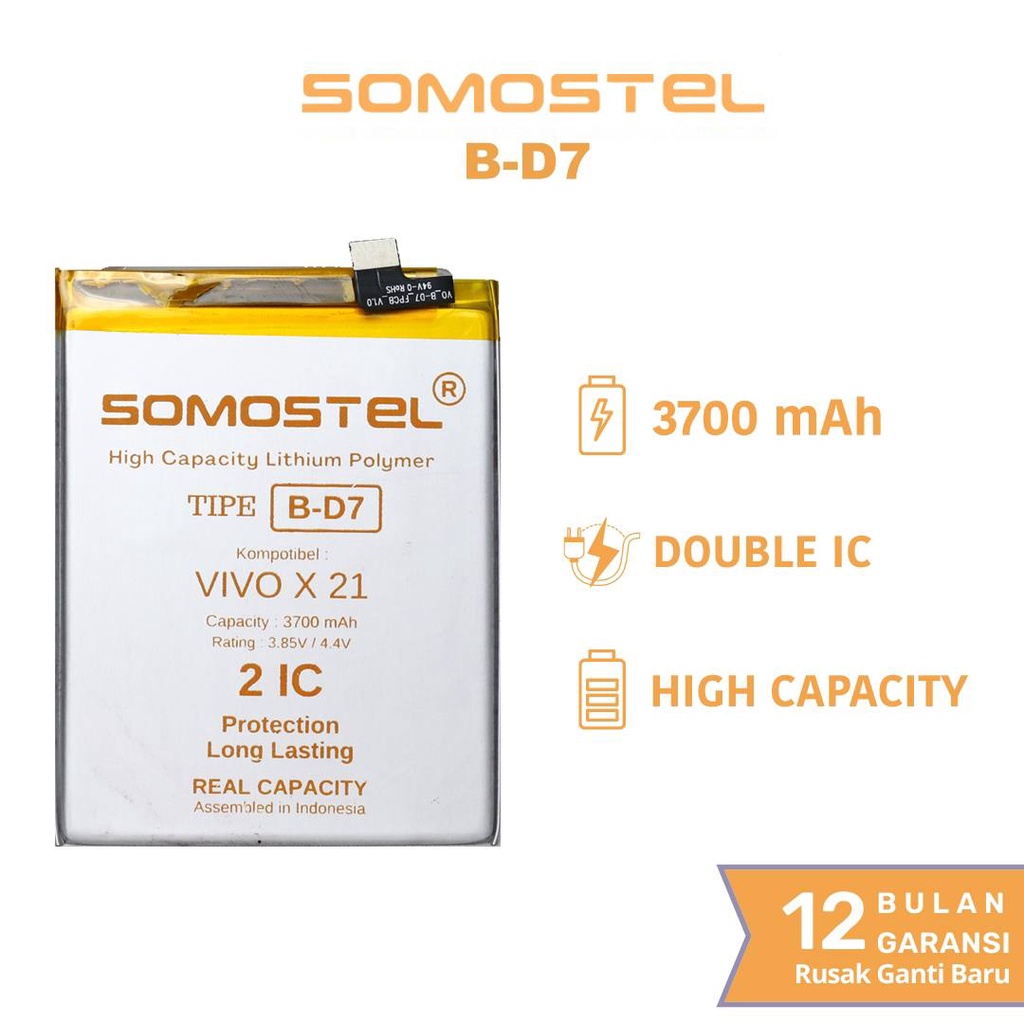 Somostel - B-D7 Vivo X21 Batre Batrai Baterai