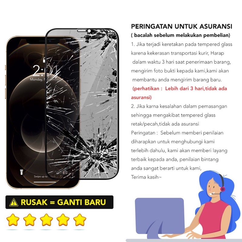 Tempered Glass Matte Anti Spy Privacy iPhone 13 Mini / 13 / 13 Pro / 13 Pro Max / 14 / 14 Plus / 14 Pro / 14 Pro Max Tempered Glass Matte Spy Privacy Premium Full layar