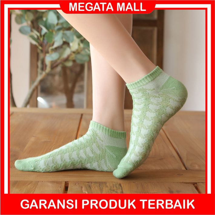 ♫ Megata ♫ A102 Kaos Kaki Wanita Motif Hijau Daun Fashion Korea Women Sock Import Murah