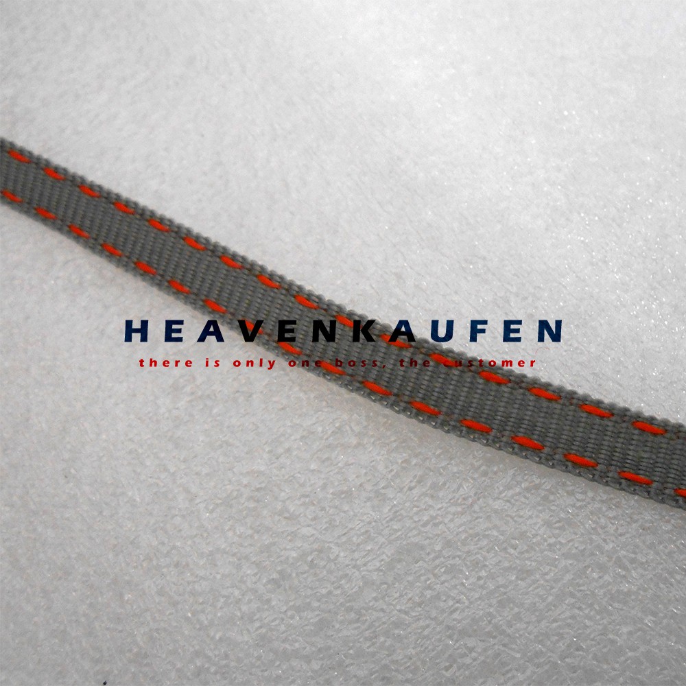 Tali Webbing Lanyard Lebar 1 cm Warna Abu Abu Garis Putus - Putus Orange Meteran