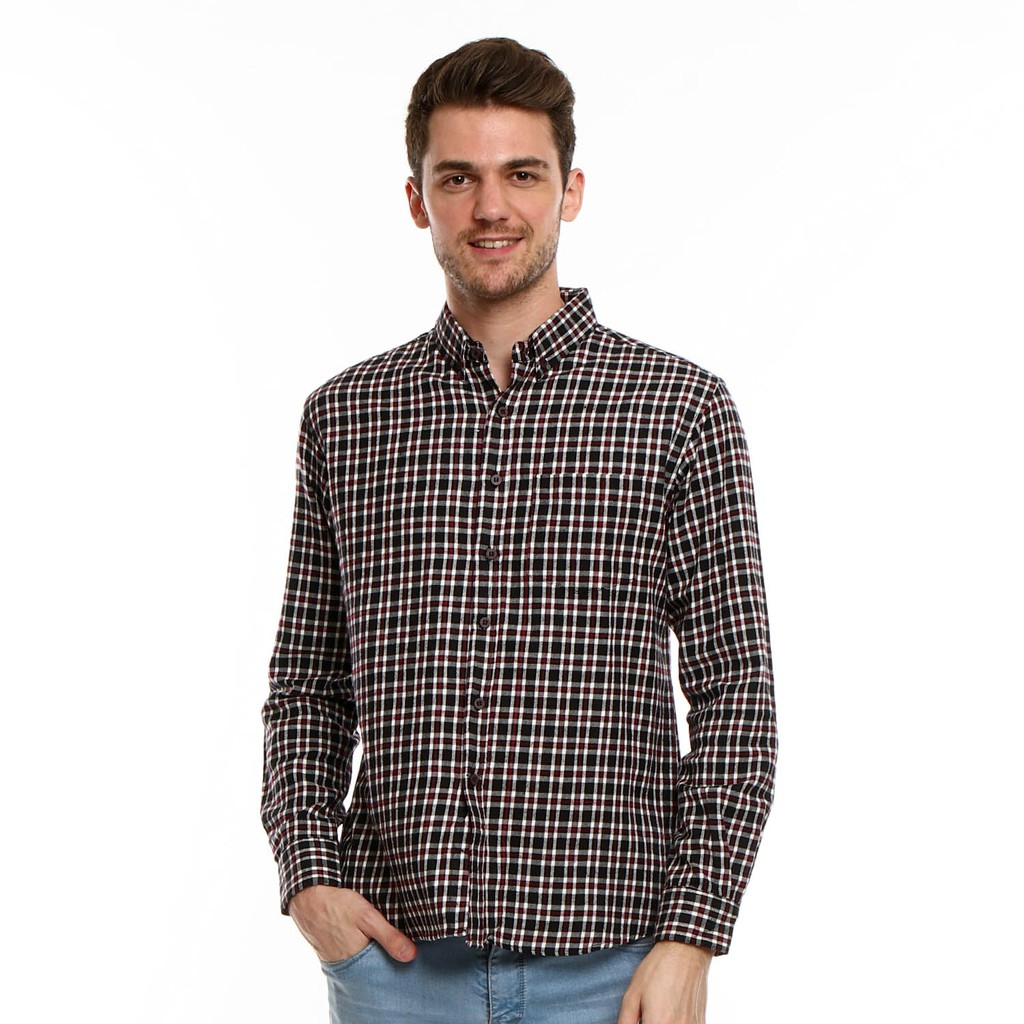 KEMEJA FLANNEL REIGA RED WHITE MILD