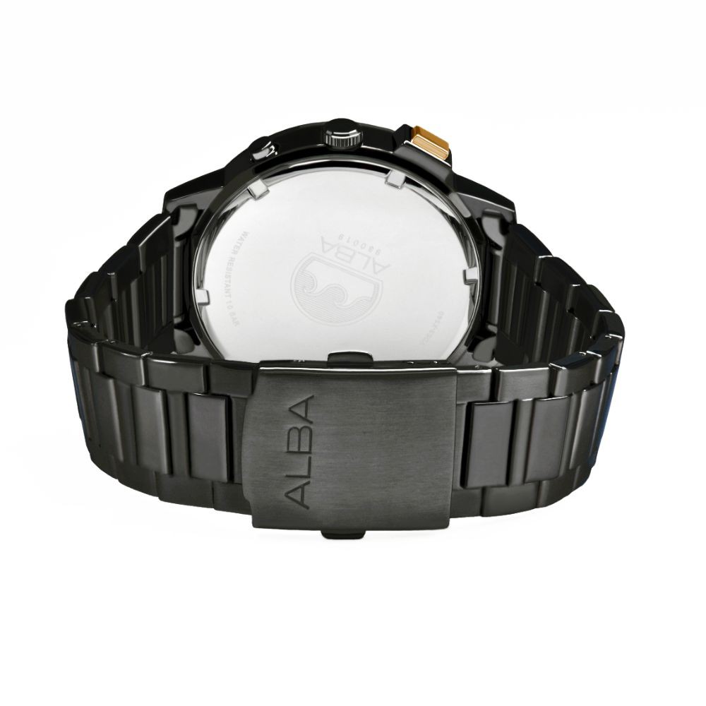 Alba Quartz AT3F31X1 Chronograph Full Black - Jam Tangan Pria AT3F31