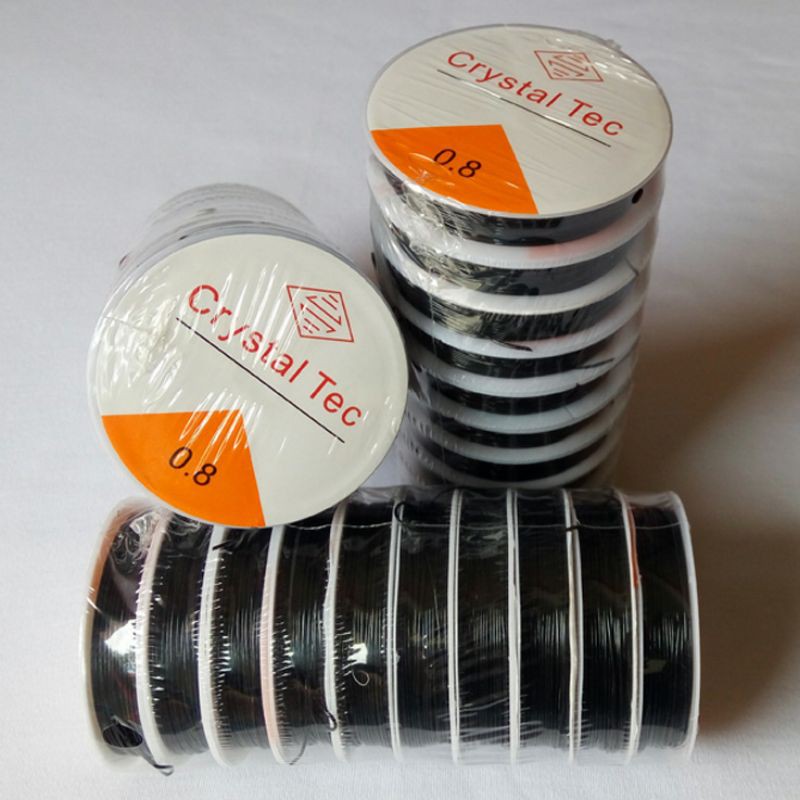 Senar Karet 0.8 Crystal Tec Senar Hitam Elastis 1 slop isi 10 pcs