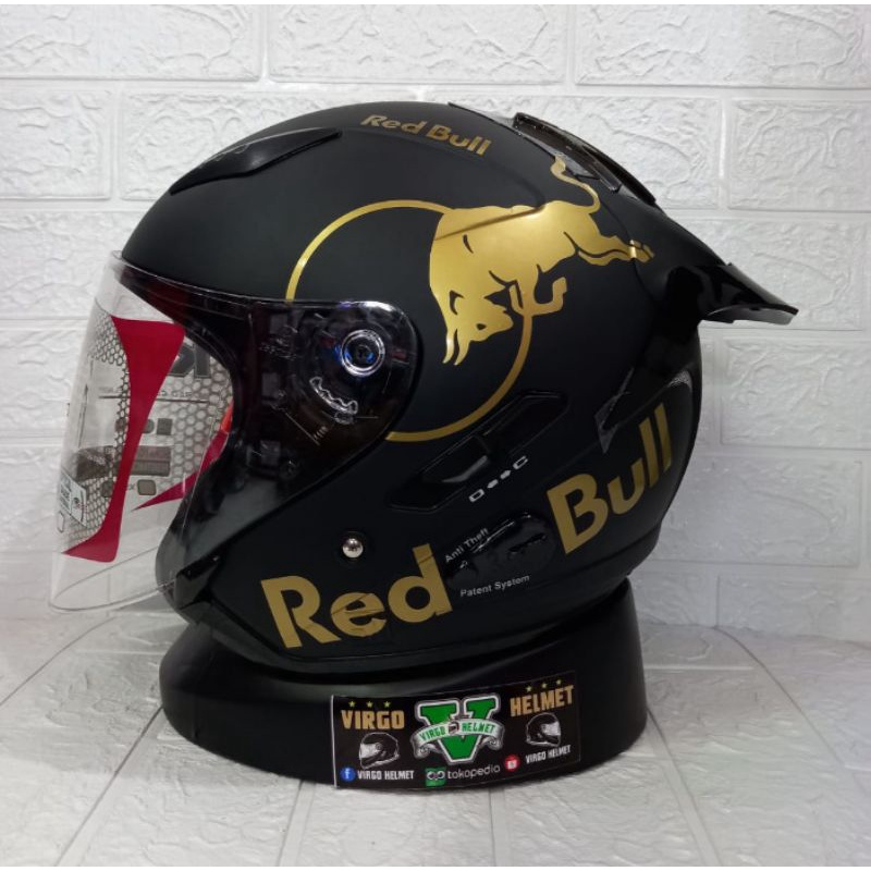 KYT HELM GALAXY FLAT R SOLID BLACK MATT PAKET GANTENG REDBULL SNI DOT (ongkir termurah 2kg)-8