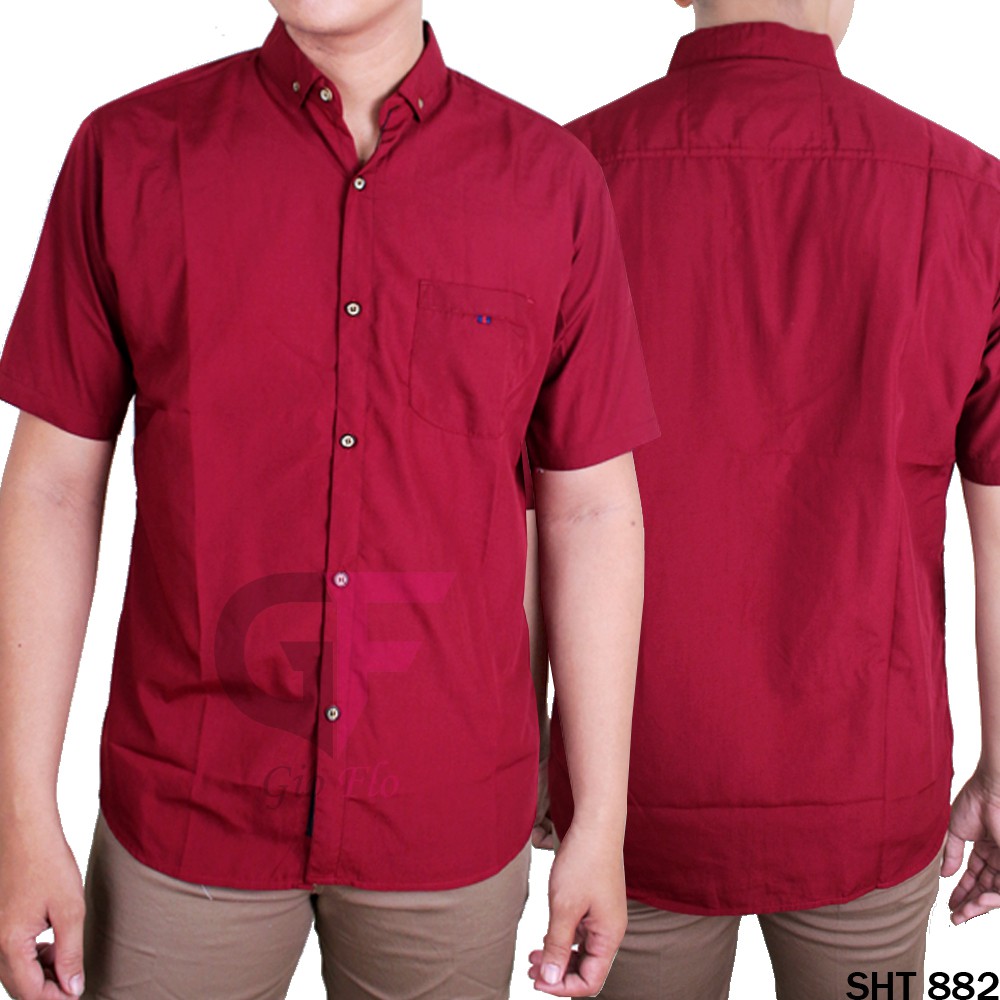 GIOFLO Kemeja Pria Lengan Pendek Oxford Polos Casual (Banyak Pilihan Warna)