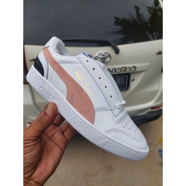 Sepatu Ralph Sampson White Peach Original OEM Sneakers Wanita