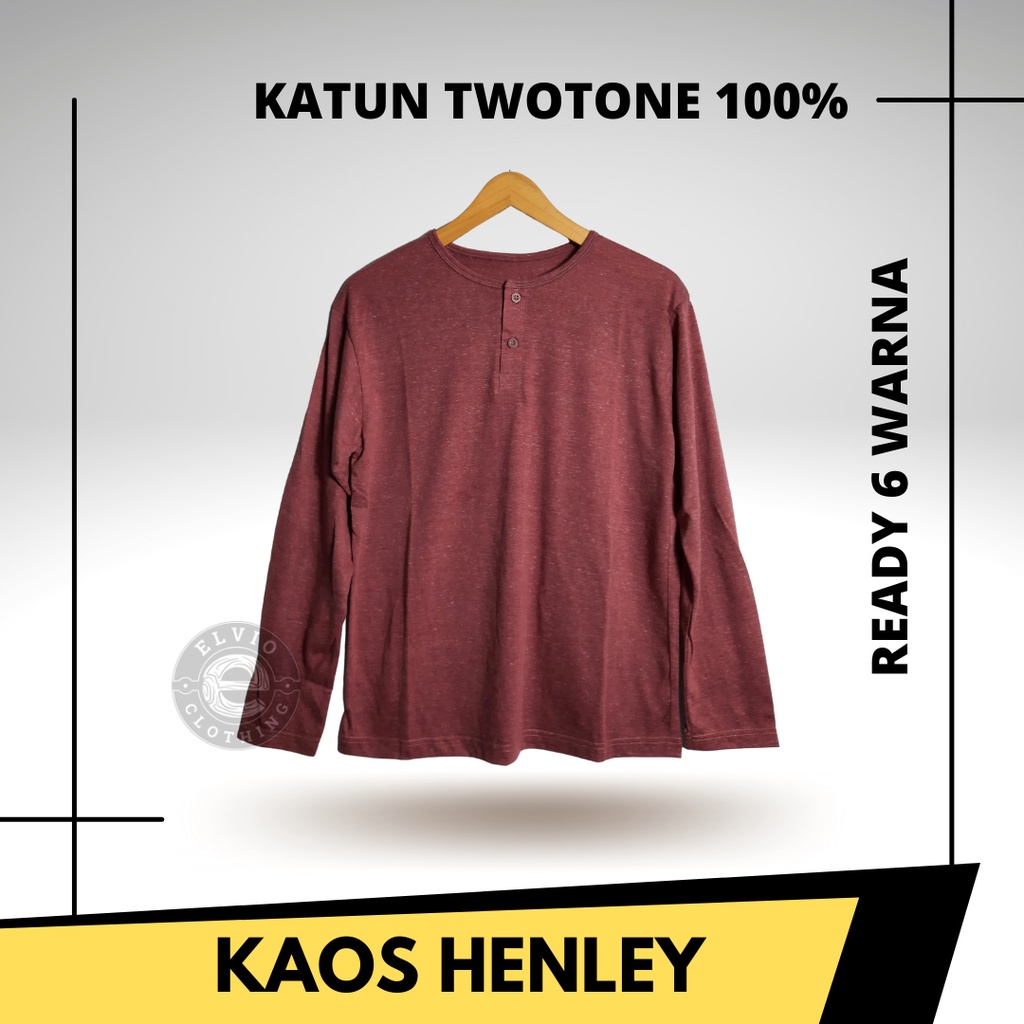 [ BISA COD ] KAOS POLOS MISTY HENLEY KANCING 100% COTTON KATUN TWOTONE PREMIUM 24S PRIA WANITA UNISEX LENGAN PANJANG REGULAR FIT KASUAL SANTAI DEWASA