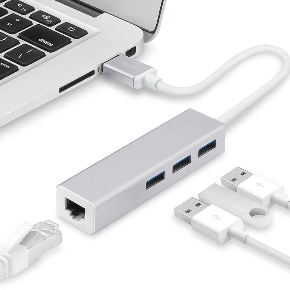 USB 3.0 To LAN with USB Hub 3Port 3.0 Multi-Function