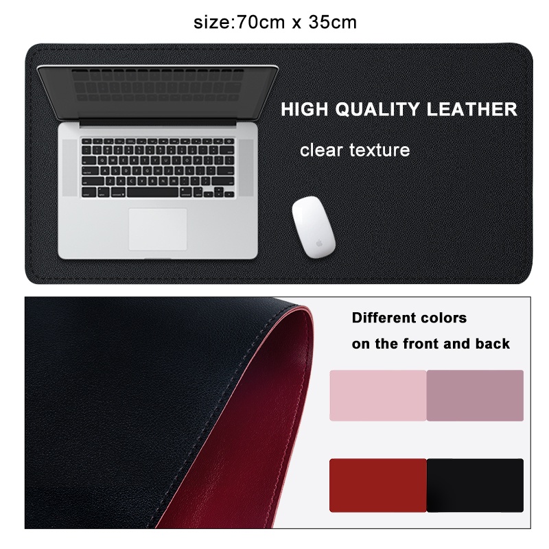 ColorCoral Big Mouse Pad Besar XL Cute Bahan Kulit 70*35CM Fashion Gaming Tahan Air Tahan Gores Big Keyboard Pad Alas Mouse Pink Ungu Hitam Merah