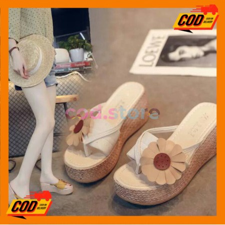 HR 13 Wedges sandal bunga. New 7cm