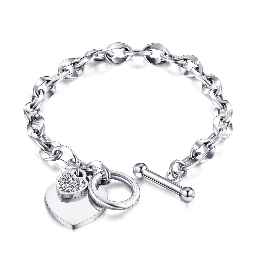 Gelang tebal love titanium korea style anti karat