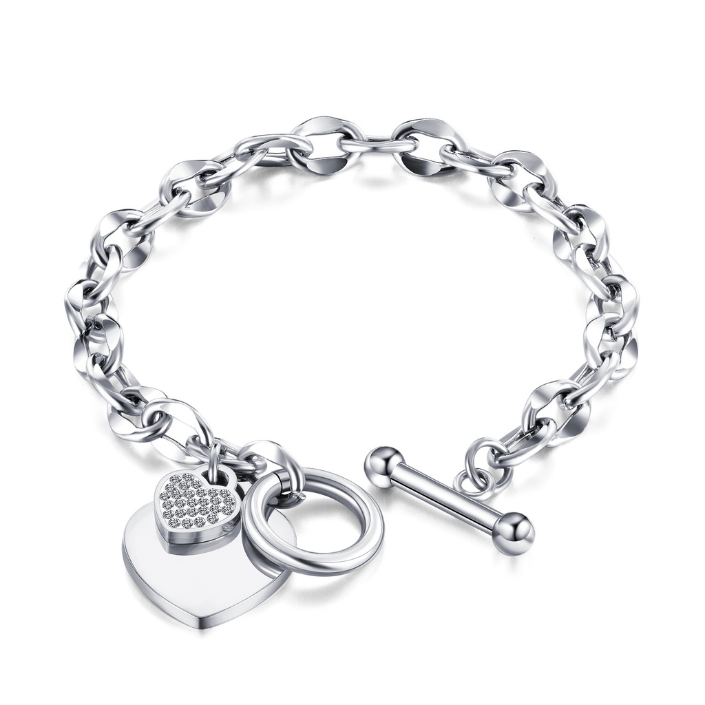 Gelang tebal love titanium korea style anti karat - ercassia