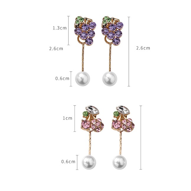 LRC Anting Tusuk Fashion (cherry) S925 Silver Needle Fruit Pearl Back Hanging Earrings F68142