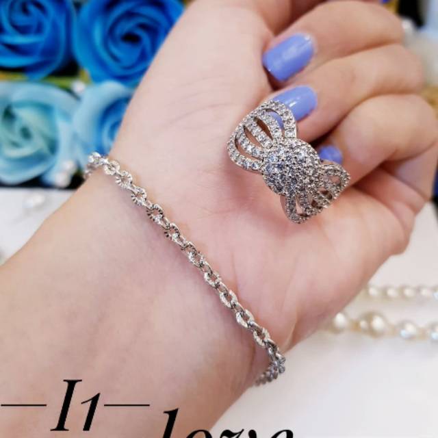 Xuping gelang dan cincin lapis emas 24k 1538j