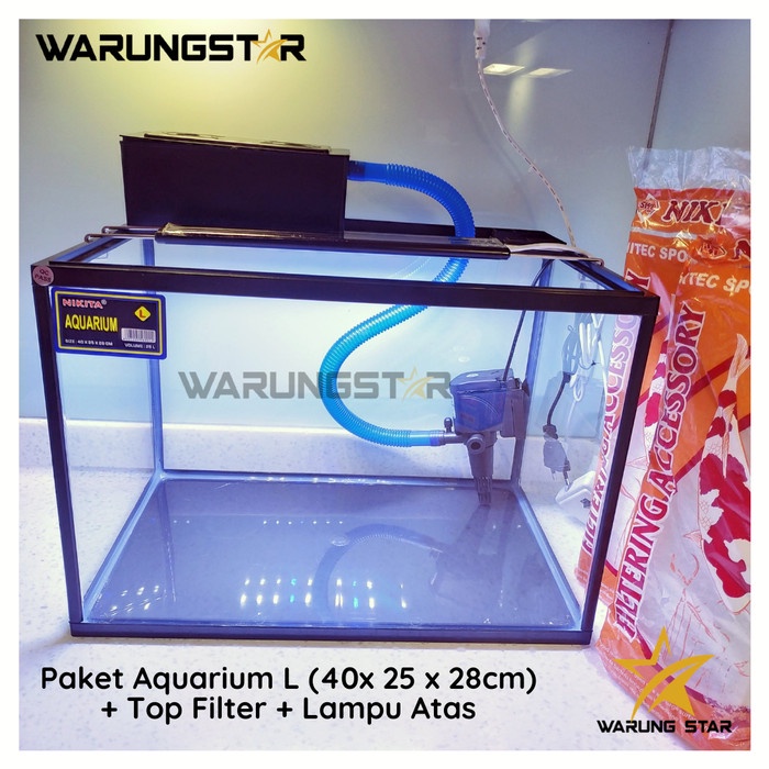 PAKET AQUARIUM NIKITA LARGE / AQUARIUM KACA NIKITA TRISET L 25 LITER