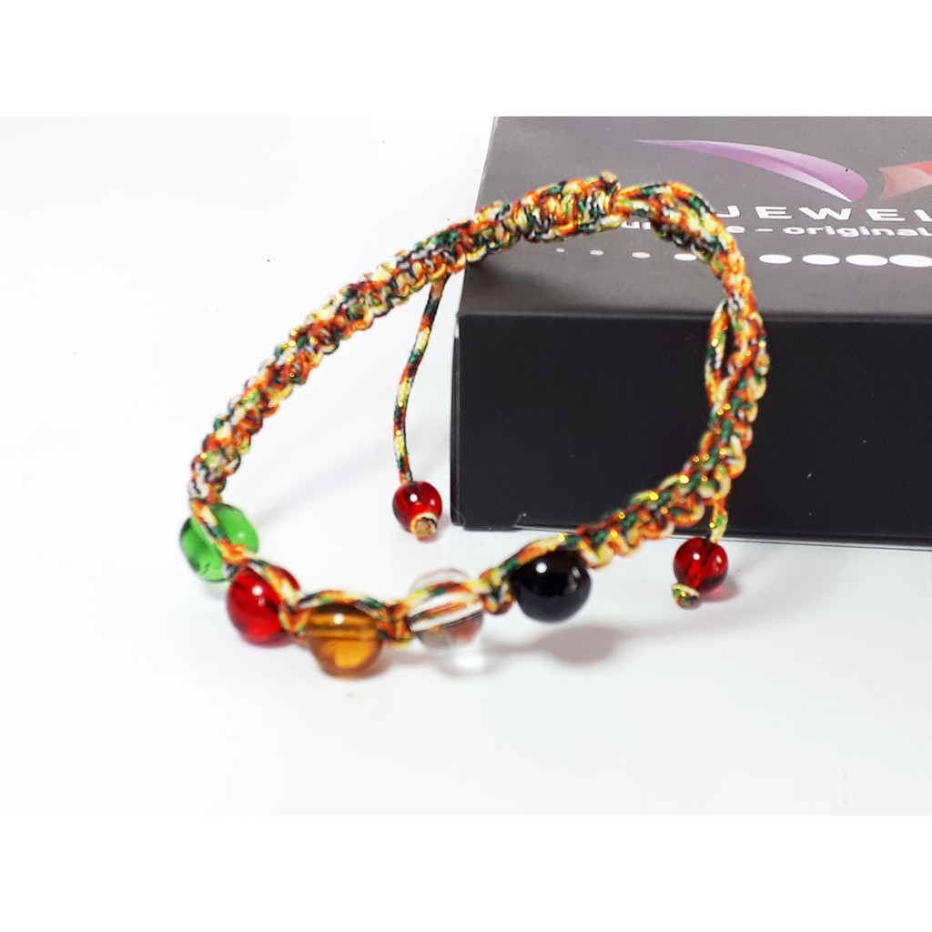VeE Gelang Tali Pria Wanita Batu Giok Warna Warni 8mm - Gelang Terapi Kesehatan
