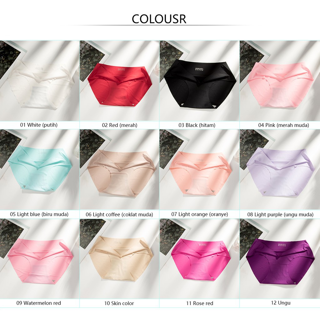 VS - Celana Dalam Brieff Seamless Mid Waist Bahan Breathable Halus Untuk Wanita 812
