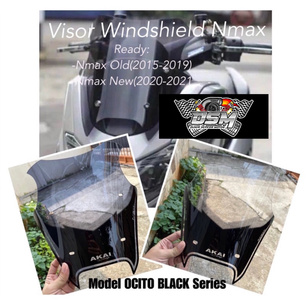 Visor Nmax Ocito Winshield Nmax Ocito Windshield Nmax Model Ocito Nmax Old 2015-2019 &amp; Nmax New 2020-2022 Black Series Akai Racing