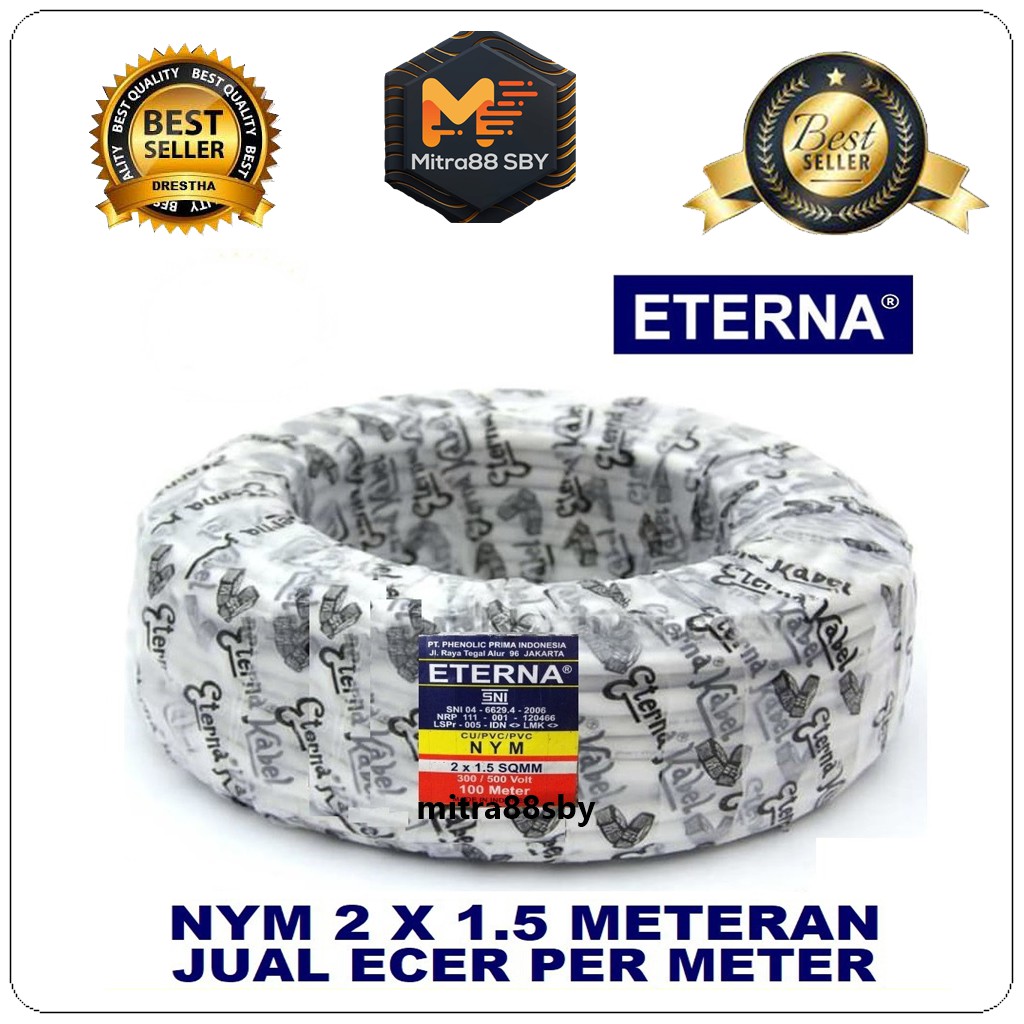 Mitra88sby kabel listrik NYM 2 x 1,5 / 2 x 2,5 / 3 x 1,5 / 3x 2,5 eterna dan extrana