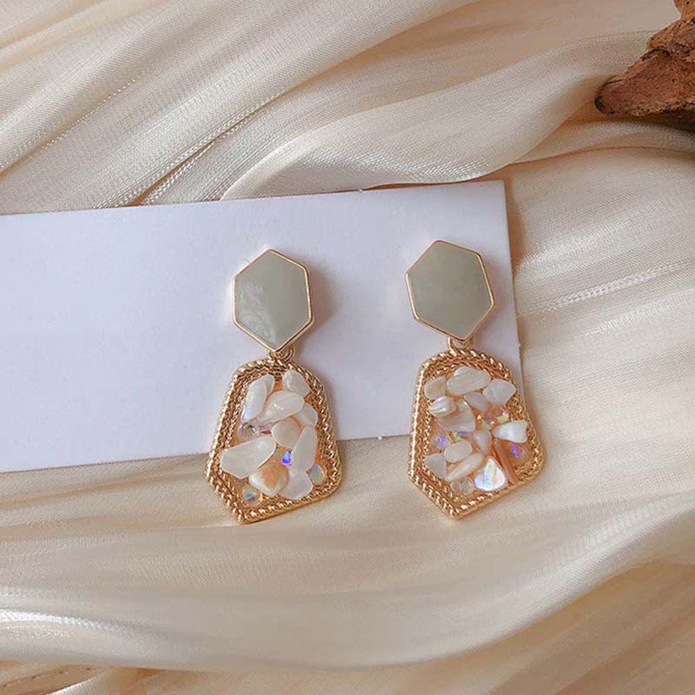 NEEDWAY Anting Stud Mewah Fashion Temperamen Aksesoris Hadiah Untuk Wanita Berlian Imitasi Kristal Menjuntai Earring