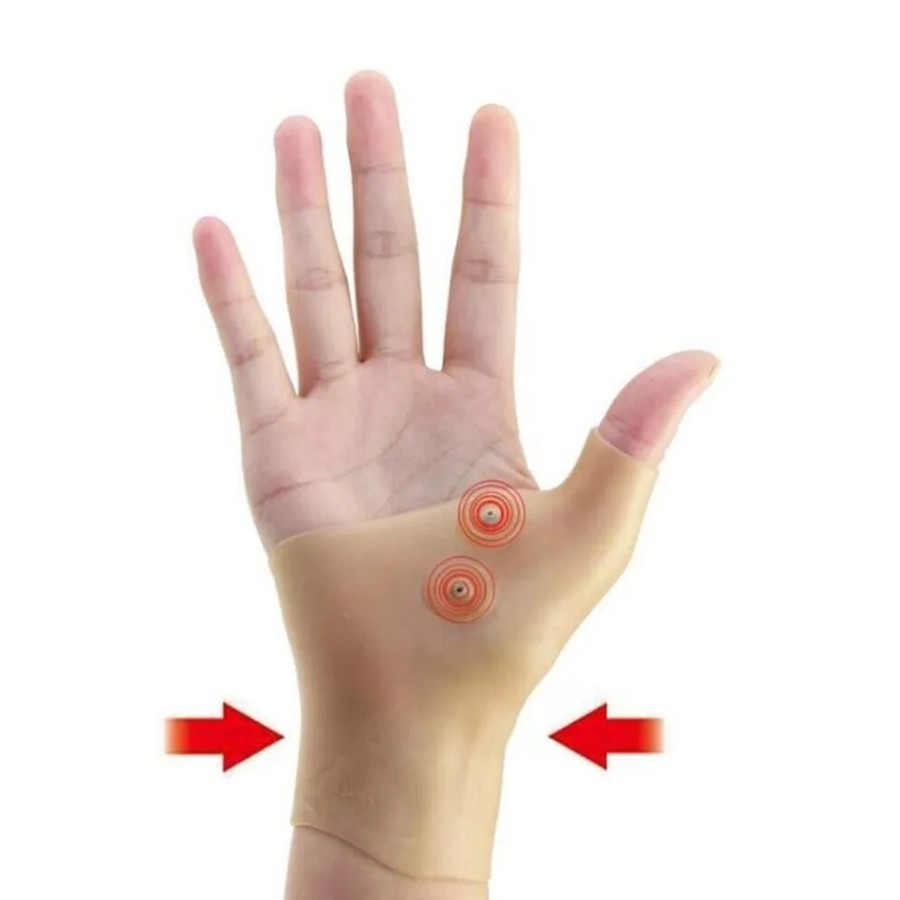 MAGNETIC THERAPY WRIST HAND THUMB SUPPORT GLOVE SILICONE GEL ARTHRITIS