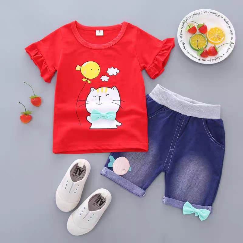 Setelan Baju Anak Perempuan Import | Set Kaos Anak Cewek / Kualitas Premium harga Murah Cat Balon MB