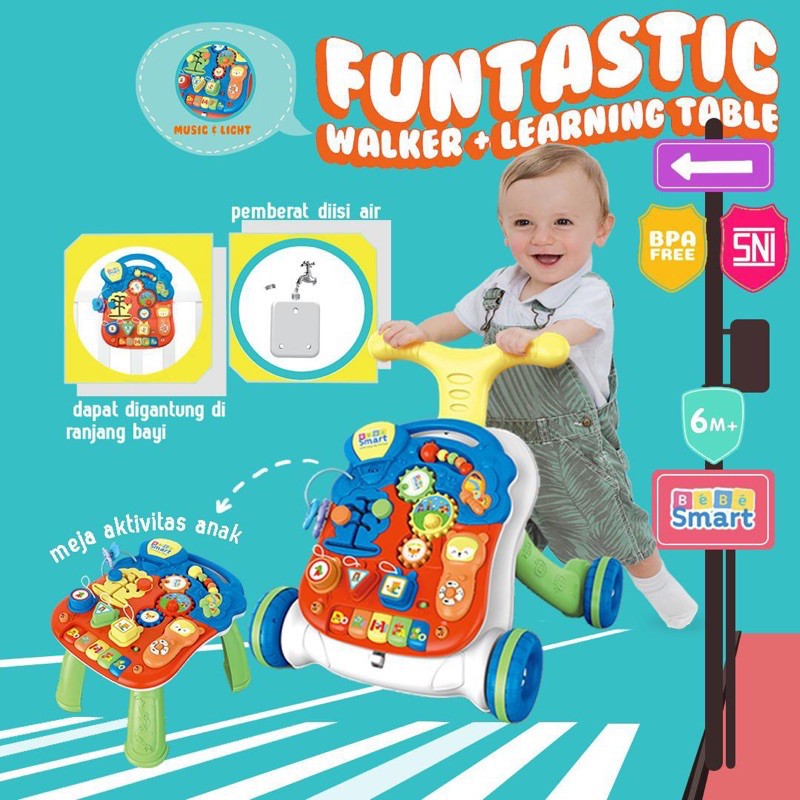 Bebe Smart FUNtastic Walker and Table - White &amp; Red / Fun Magical Walker