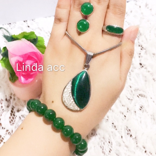 set titanium permata giok batu giok asli