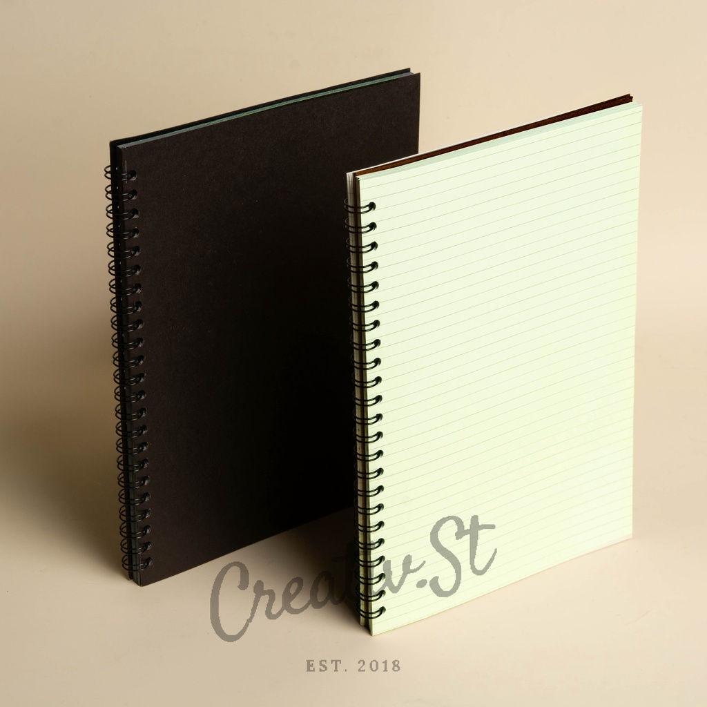 

[TULIS.ID] Basic Bamboo Paper Black Spiral Notebook A5 100 Gsm Blank Grid Dotted Ruled Buku Tulis