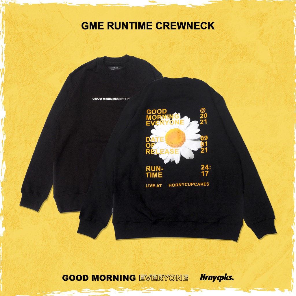 HORNYCUPCAKES X GME - GME RUNTIME BLACK CREWNECK
