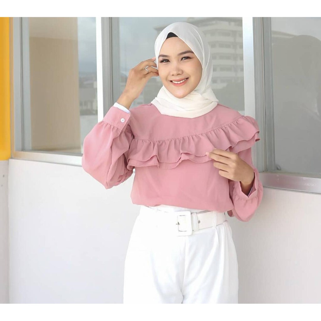 1KG MUAT 5PCS | NARINA BLOUSE BASIC SHIRT TOP RUFFLE HITS FASHION OOTD SELEBGRAM WANITA MASA KINI