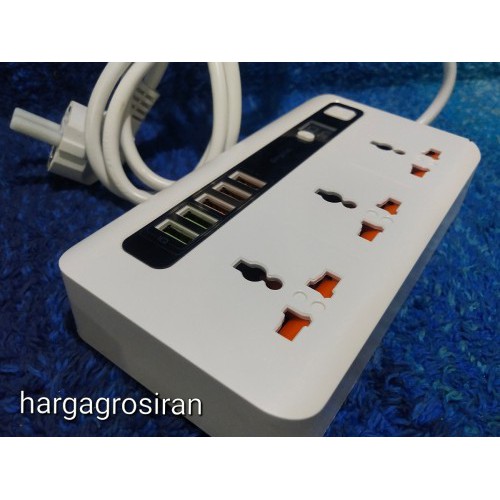 BKL-04 - Stop Kontak Timer USB 3 Power Socket + 5 USB Port 3.4A / Multi Port Charger Auto Off Tim