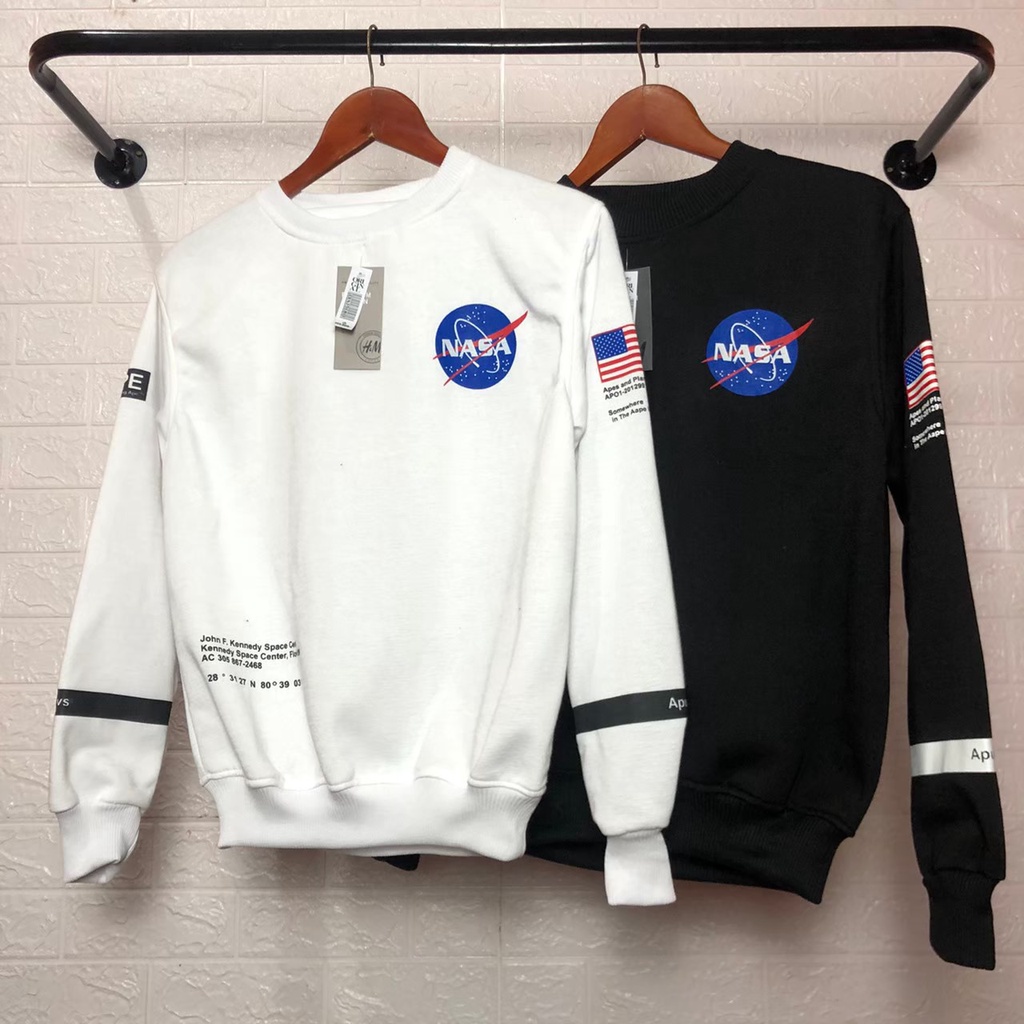 Sweater Crewneck NASA H&amp;M Premium Quality Fleece Tebal / Jaket NASA H&amp;M Terlaris