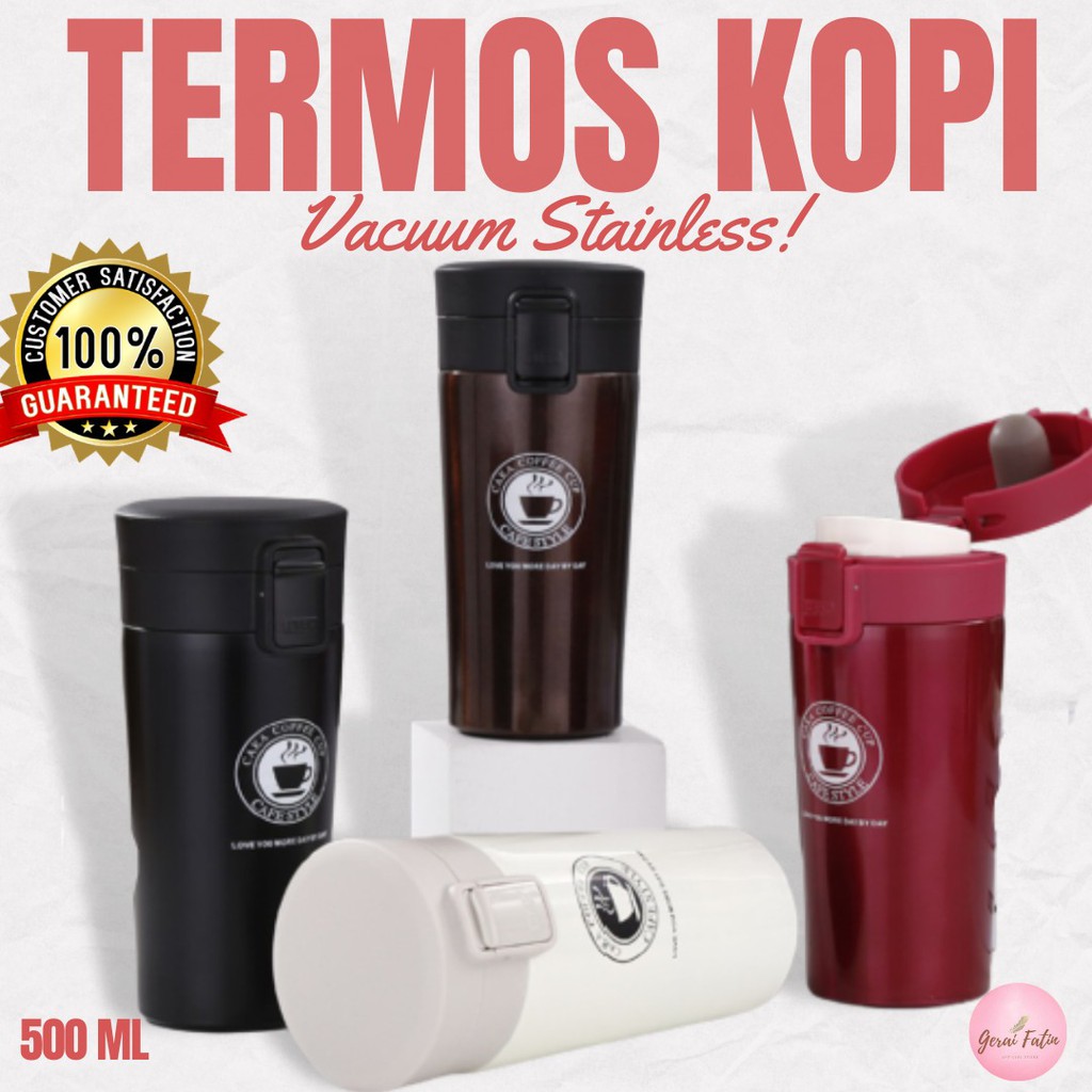 TERMOS KOPI PREMIUM ADA PENYARING / BOTOL MINUM AIR PANAS VACUM STAINLESS [BISA COD GRATIS BUBBLE]