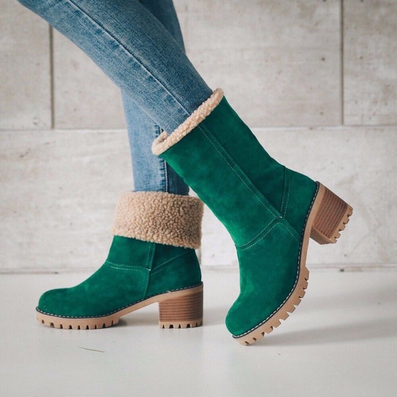 Sepatu Boots Suede dengan Heels  Winter Suede Boots