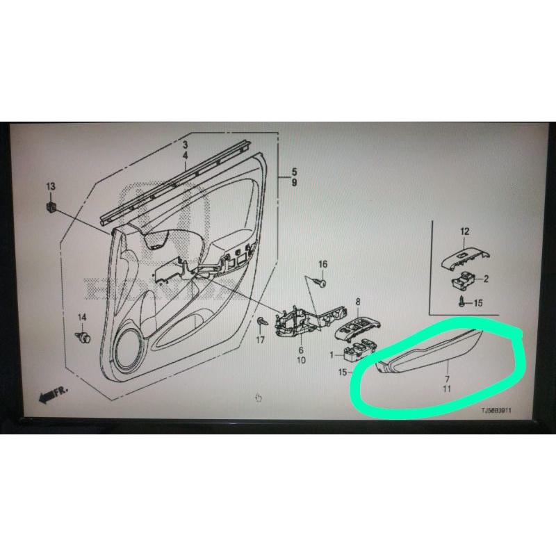 Arm rest doortrim pintu depan honda jazz gd3 2003-2007