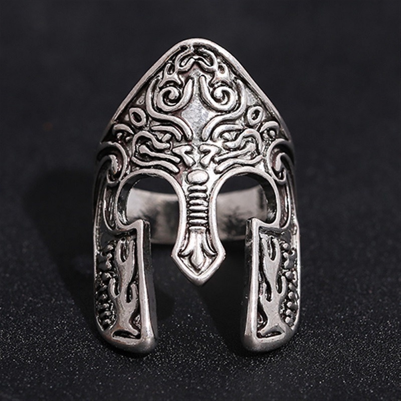 Retro Spartan Mask Men's Helmet Ring Hip Hop Jewelry Accessories