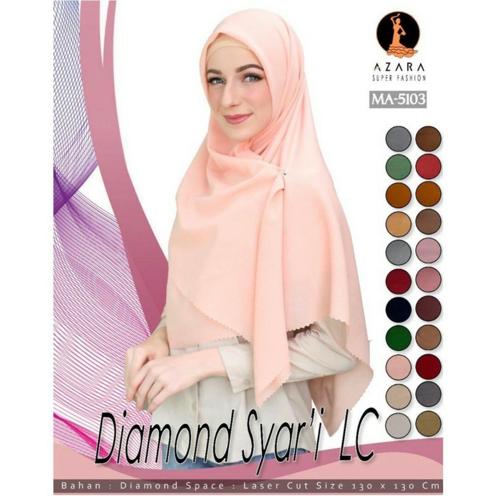 Hijab DIAMOND SYAR'I AZARA LC | SegiEmpat IMPORT SYAR'I JUMBO POLOS UKURAN 130 X 130 CM