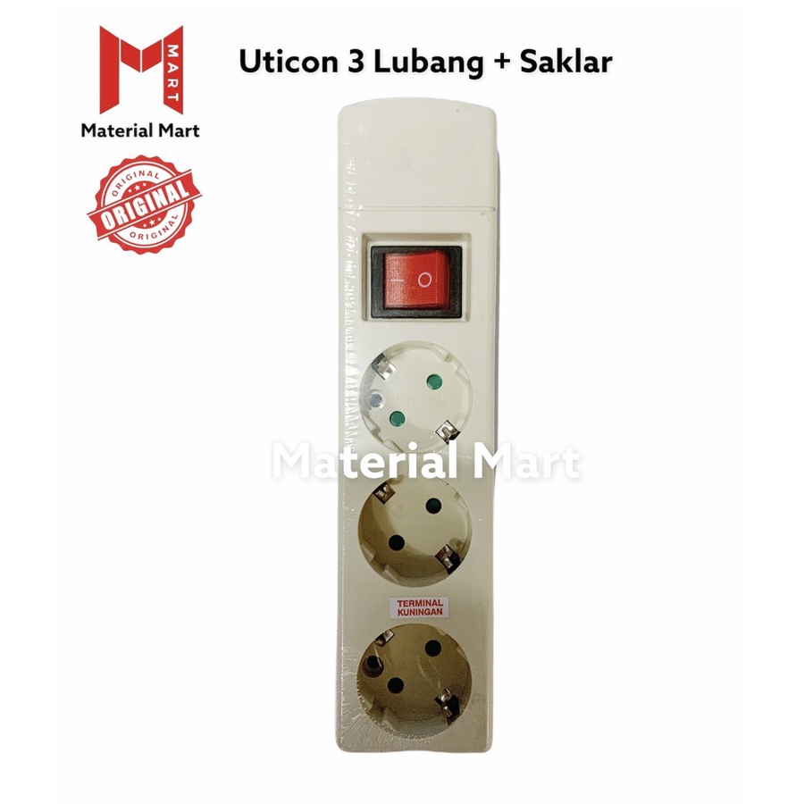 Stop Kontak Saklar Uticon 3 Lubang | Stop Kontak Arde 3 Lubang On Off | Material Mart