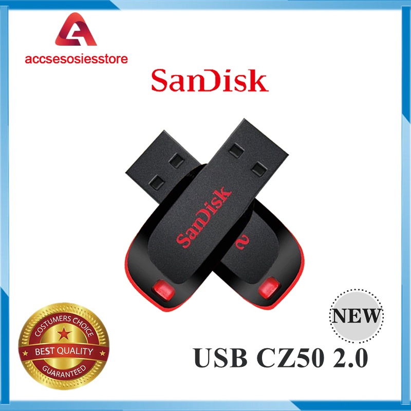 Sandisk Flashdisk Cruzer Blade CZ50 USB 2.0 - FLASH DISK 8GB/16GB/ 32GB/64GB/128GB High Reading Speed Flash Drive - RED