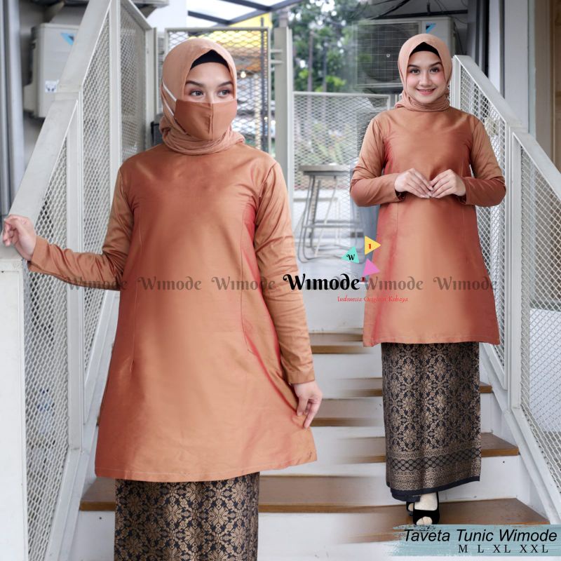 Setelan kebaya kurung tafetta dengan rok lilit songket//kebaya kurung malaisya//kebaya tafetta modern