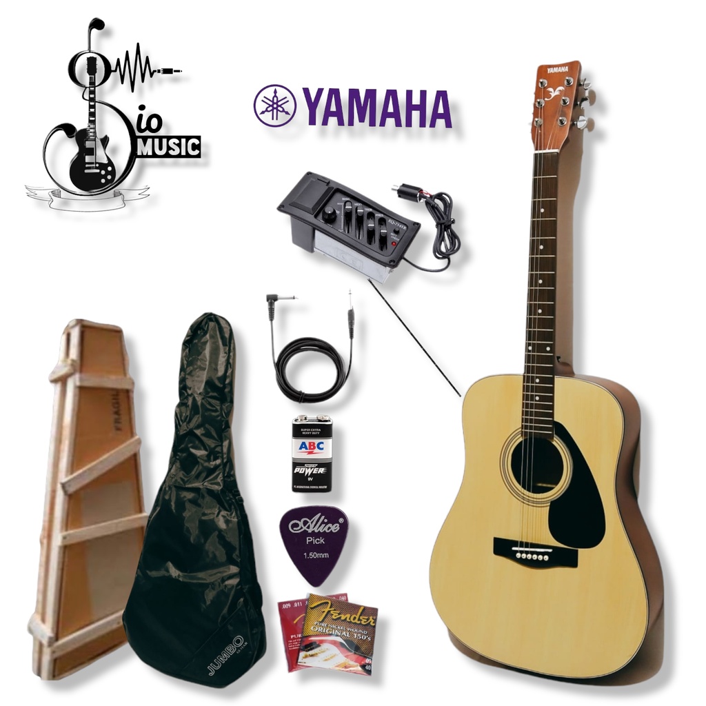 Gitar Yamaha f310 Tabung jumbo Tanam besi, akustik elektrik paket lengkap FREE PACKING KAYU [ kualit