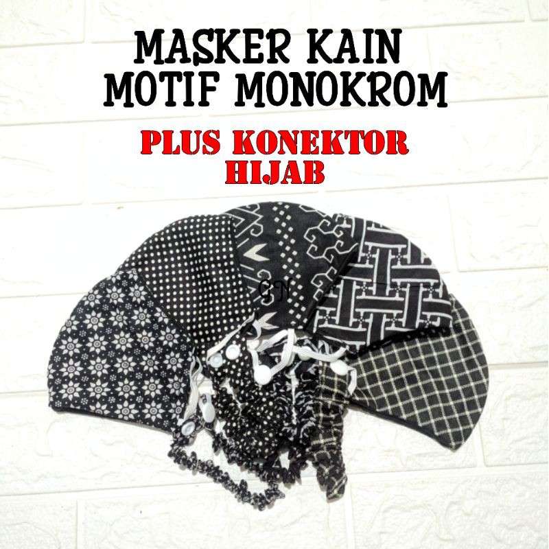 Masker Kain Duckbill Hijab Motif Monokrom Plus Konektor
